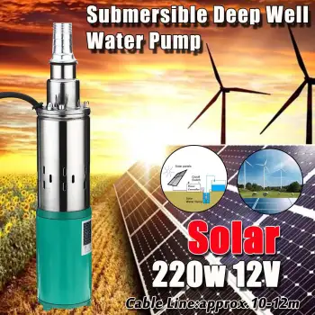 12V 15mm 220W Solar Water Pump High Lift Deep Well Pump DC Screw Submersible Pump Agricultural Irrigation Garden Home