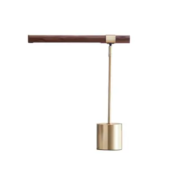 INSHINE Wooden Study Brass Table Lamp