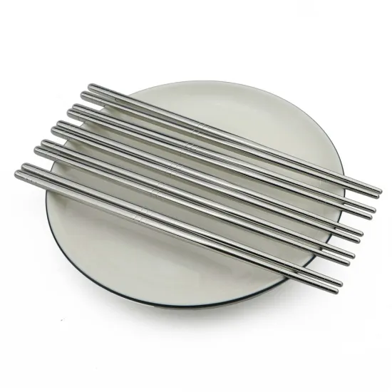 Chinese Chopsticks 5 Pairs/Lot Silver 304 Stainless Steel Food Grade Reusable Chopsticks Tableware Noodle Sushi Sticks