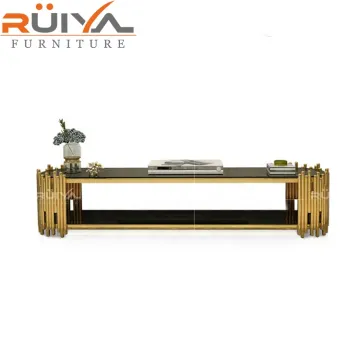 French Style Glass Top TV Cabinet: New Model for Living Room Showcase Designs