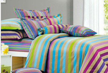 Watercolor Colorful 100% Cotton Reactive Printed Bedding Sets/Stripe Patterns! !