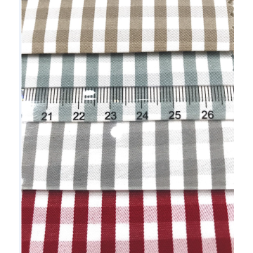 Polyester cotton plaid shirt fabric