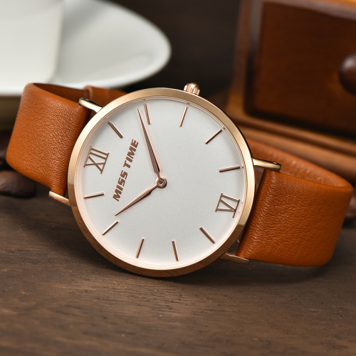 3atm stainless steel back genuine leather men watch