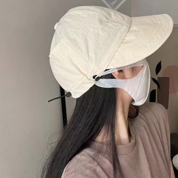 Summer Sun Protection: Mask Sun Block Cap Visor and Large Brim Duck Cap for Fishing