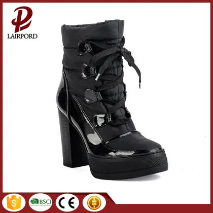 platform shoelace cotton warm ankle women boots