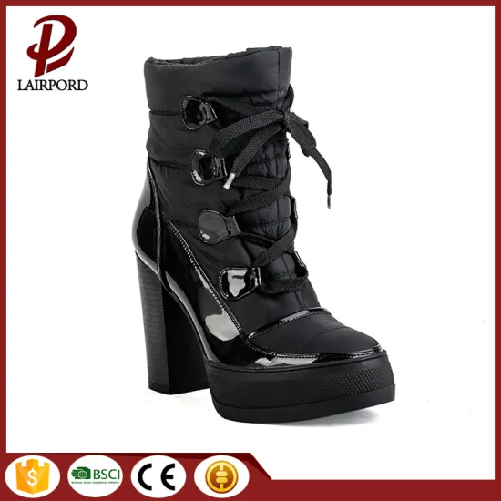 platform shoelace cotton warm ankle women boots