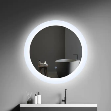 Factory Supply OEM LED Front Lit Round Decorative Glass Wall Mirror for Bathroom Vanity Lighting