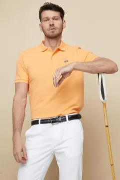 Mens Basic Classic Embroidery Short Sleeve Pique Polo