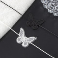 Gargantilla de encaje blanco negro mariposa collar colgante corto para niñas mujeres