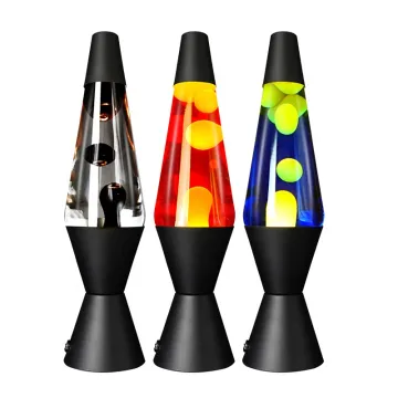 Vintage Glass Lava Lamp with Metal Base - 14.5 Inches