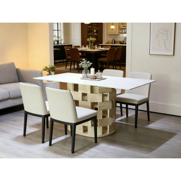 Современный керамический обеденный стол с геометрическим дизайном ножек