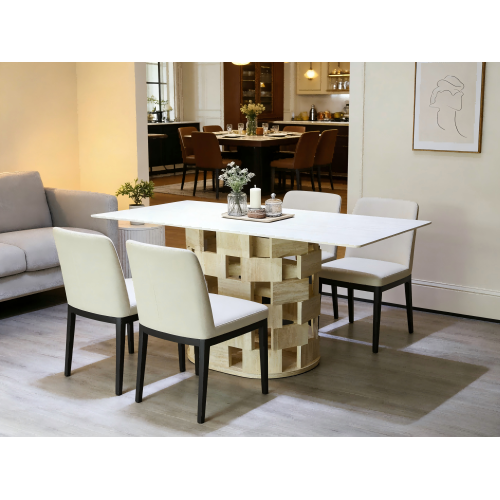 Современный керамический обеденный стол с геометрическим дизайном ножек