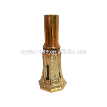 OEM fancy antique golden plating plastic shell perfume glass container