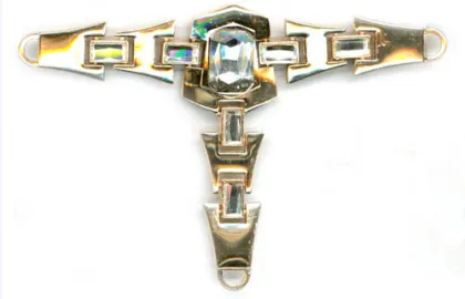 Shinning Gold Metal Footwear Accessory, Women`s Flats T Strap Sandals Chain