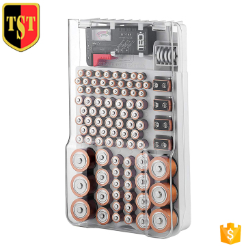 Clear Cover Battery Organizer Storage Case with Removable Battery Tester