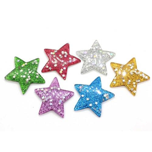 Hottest Resin Flatback Pentagram Bead Cabochon Glitter Five-pointed Star Diy Deco Party Wedding Decoration Jewelry Making Shop