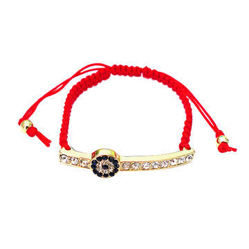 Fashionable Personalized Lace Bracelet, Made of Alloy, Glass, Cotton Thread, OEM Orders are Welcome