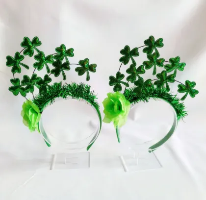 Green Headbands with Shamrock Pattern for St. Patrick's Day Parties