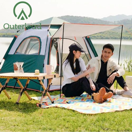 pop up camping tent 3-4 Man Waterproof Double Layer Quick Pitch Tent Factory