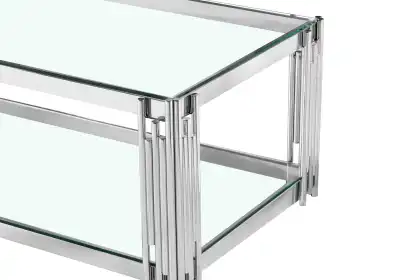 Dual-Tier Gold Frame Coffee Table with Glass