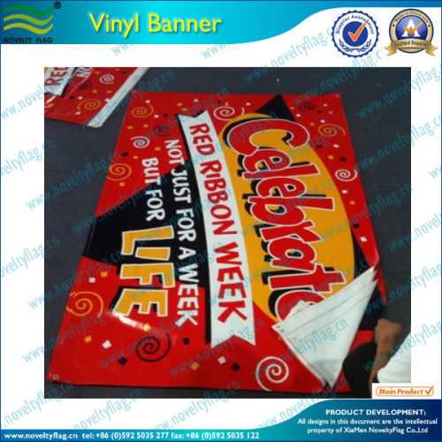 Vinyl advertising banner with grommets