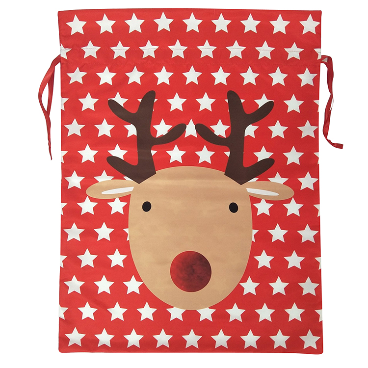 Christmas Sack With Printed Reindeer