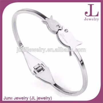 2014 Hot Love Bangle For Lovers Stainless Steel Kissing Fish Bangle