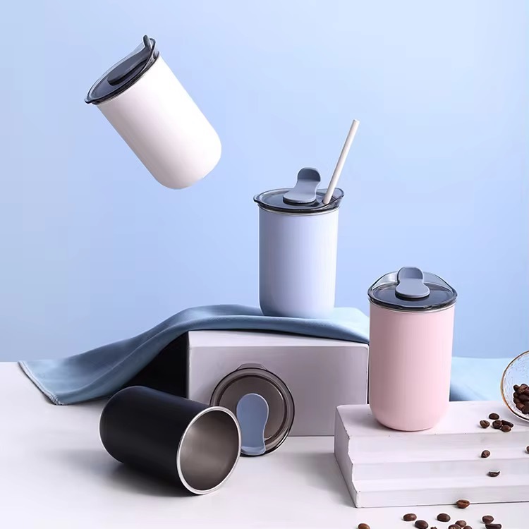 Color - Block Stainless Steel Tumbler with Straw
