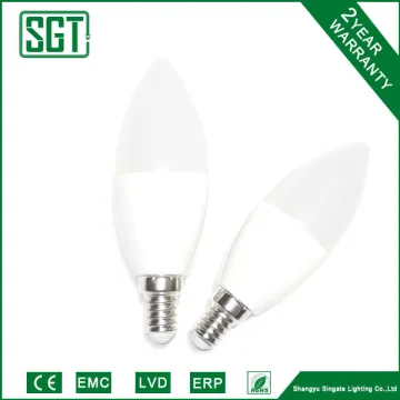C37 mini led tea light candle, Thermally conductive plastic and Aluminium housing 7W IC type