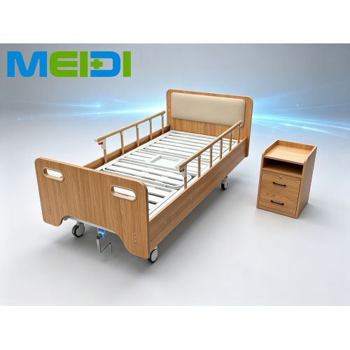 Manual Double Crank Wooden Hospital Bed With Toilet Hole For Nursing Home Home Care