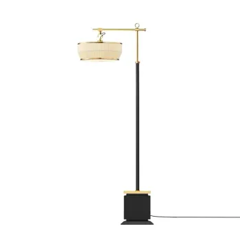 Modern Chinese Style Floor Lamp with Vertical Reading Light, Suitable for Living Room and Office with Fabric Shade