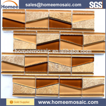Irregular Shape Golden Crystal Glass Mix Stone Mosaic for Dector