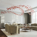 Exquisite hanging decorative glass leaf red chandelier