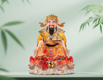 White-Marble Seated God of Wealth Nine-Dragons