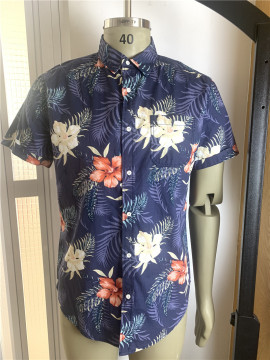 High Quality Men's Short Sleeve Print Cotton Shirt