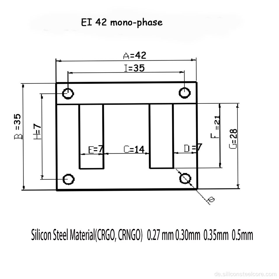 EI 240 -Laminationen mit Bao -Stahl der Klasse 800