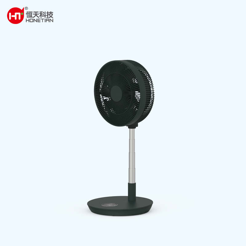 HONETIAN foldable buit in battery 12 speeds 4 modes 12 timer 12 inch 9 blades DC circulator stand custom colors indoor fan