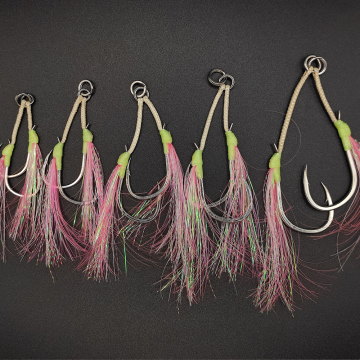 XUHANG D019 Slow Jigging Pike Luminous BKK Double Assist Hooks with Kevlar Line Feather