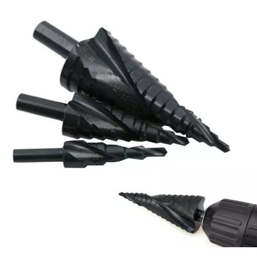 Hochwertige 3 -Packs Spiralstiefbohrer Bit 1/4 &quot;Hex Shank Cone Black HSS -Bohrer für Hochgeschwindigkeitsstahl