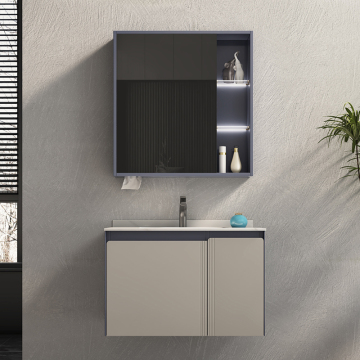 Nội các tủ quần áo bằng đá cẩm thạch nổi liền mạch được đặt cho phòng tắm vanity với tủ gương không thấm