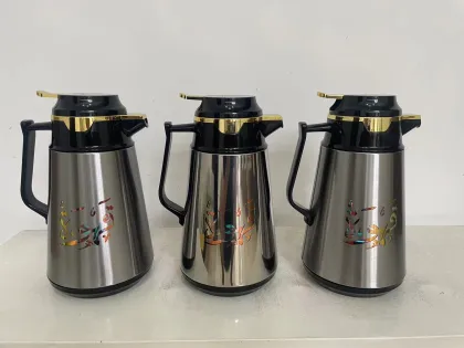 Arabic Insulated Jug 1 Litre Double Wall Glass Coffee Pot Vacuum Thermos Flask