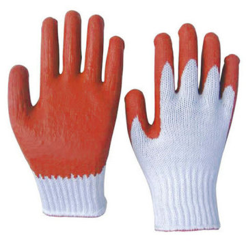 Białe bawełniane rękawiczki robocze powlekane lateksem