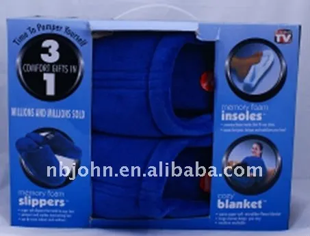 MEMORY FOAM SET(SLIPPERS,INSOLES AND BLANKET)
