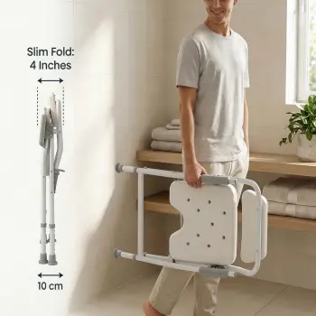 Ergonomic Shower Stool with Flip-Up Backrest and U-Seat Design