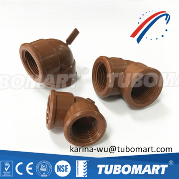 Guaranteed quality BSPT thread brown color plastic pipe fittings pph elbow for pph pipe system