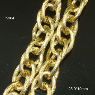 3.4-3.6mm thick double curved surface gold color aluminum chain
