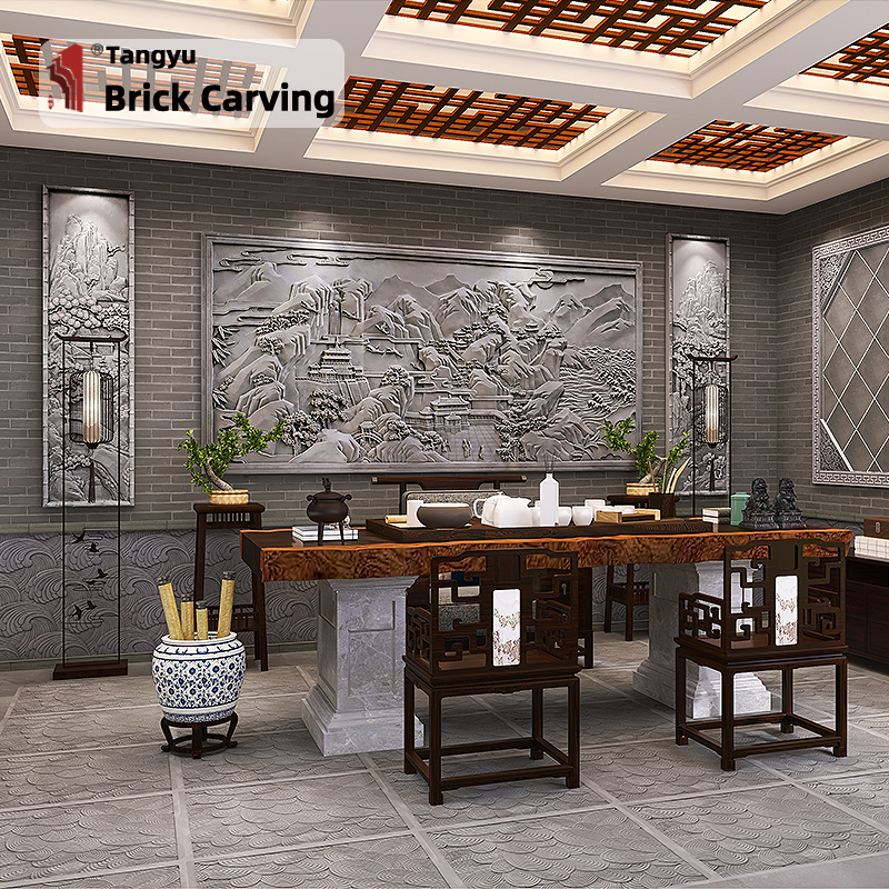 Wall decoration with relief murals