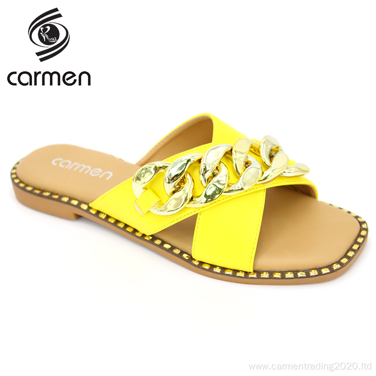 New woven T-slip women's flat shoes slippers