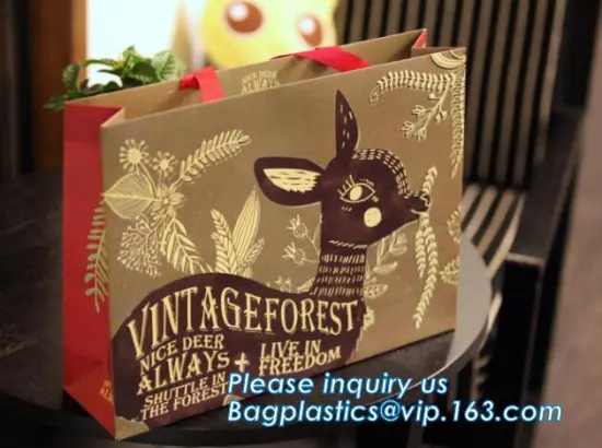 Elegant Foil Stamping Logo Paper Gift Bag, Branded Paper Gift Bag With Print, Strong Paper Bags with Your Own Logo