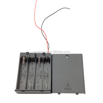 Boîte de support de batterie de 4 x AA avec interrupteur de marche